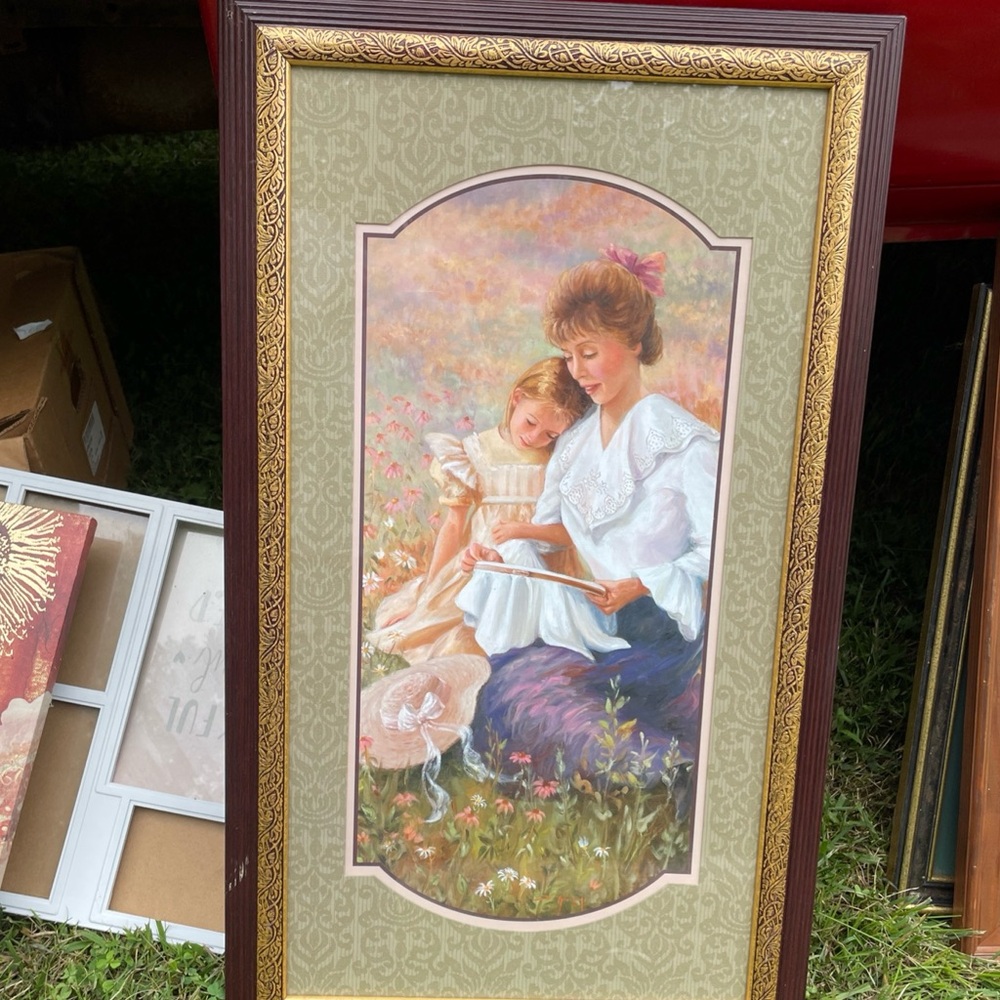 Home Interiors Art Print framed mother and daughter